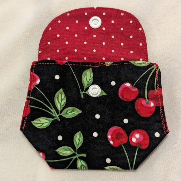 Swanky Stitches Handbags - NWT Handmade Coin Purse - Cherries and polka dots - OOAK